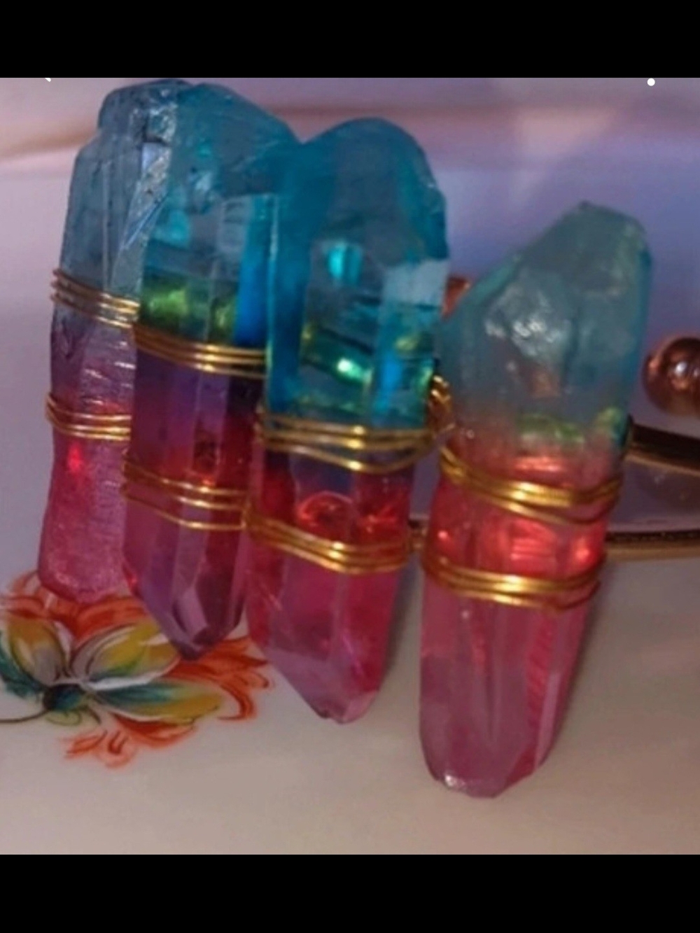 Quartz Crystal Bracelet With Ombre Pink And Blue